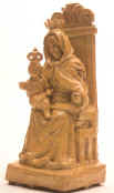 Madonna del Rosario in terracotta ingabbiata e verniciata in giallo