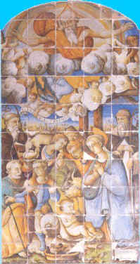 La Natività di piastrelle in maiolica dipinta da Gironimo Urbinato nel 1576 - Sacrestia di N.S. Concordia in Albissola Marina