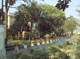 Il terrazzamento che divide il parco antistante la villa dal giardino all'italiana